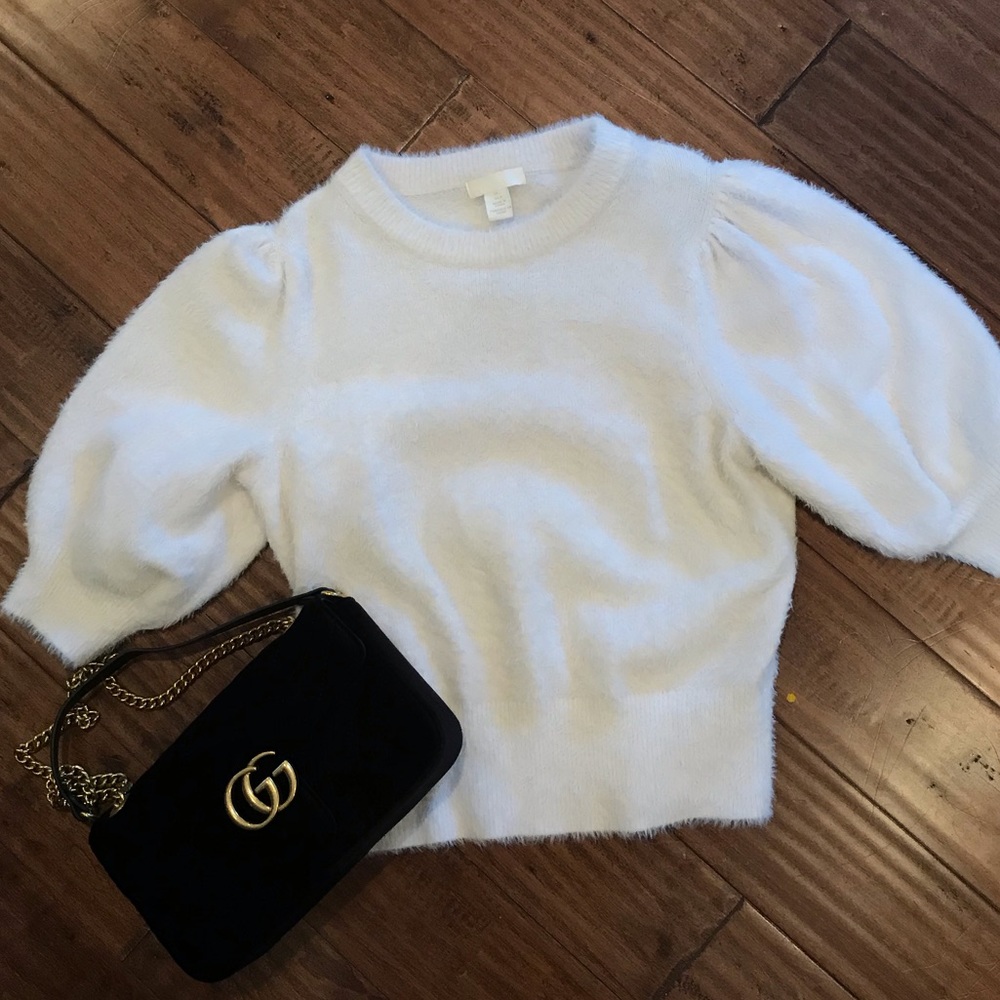 H&M White Crew Neck Sweater
